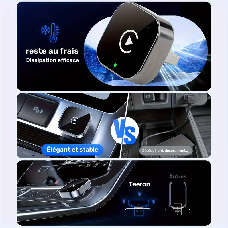 Adaptateur 2-en-1 sans fil CarPlay et Android Auto | Plug-and-Play rapide