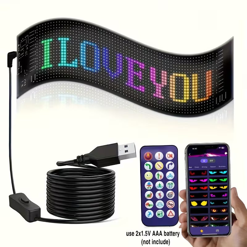 Écran LED intelligent à affichage électronique souple, télécommande et programmable via application pour animer des animations, textes, graffitis DIY