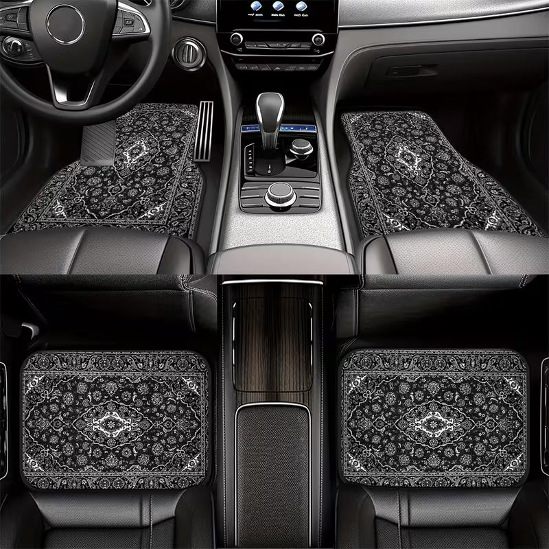 4 tapis de voiture style ethnique noir