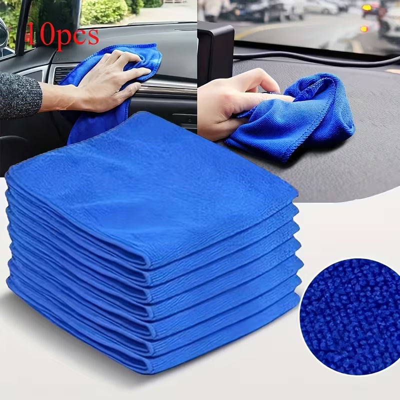10pcs Serviette de Nettoyage en Microfibre pour Voiture, Moto, Lavage de Vitres, Petit Nettoyage Ménager