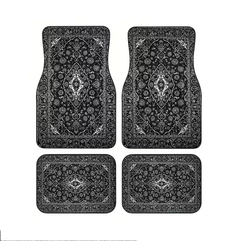 4 tapis de voiture style ethnique noir